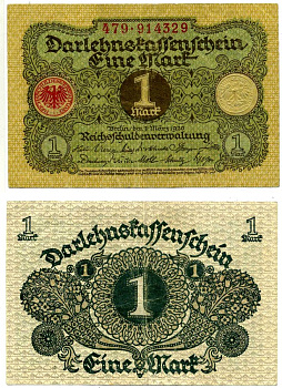 Германия 1 марка 1920 1 марта 1920, Веймарская республика, серия 479 Pick 58, Розенберг 64 бумага 2195-31-1-2