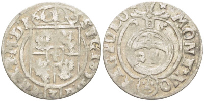 ПОЛЬША (ЛИТВА) 3 ПОЛКЕРА = 3 ПОЛТОРАКА = 1 КРЕЙЦЕР 1625 СИГИЗМУНД III (1587-1632) KM 41 серебро 3896-1522