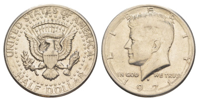 США 1/2 доллара (50 центов) 1971 D, Джон Кеннеди KM 202b медь плакированная медно-никелем aUNC 81-212