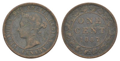 Канада 1 цент 1887 Виктория (1837-1901) KM 7 бронза 4631-554