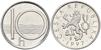 Чехия 10 геллеров 1997 KM 6 алюминий 4152-768