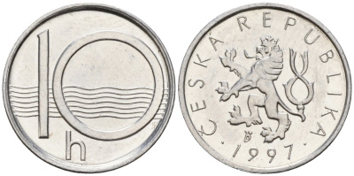 Чехия 10 геллеров 1997 KM 6 алюминий 4152-768