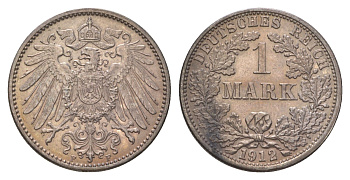 Германия 1 марка 1912 F, Вильгельм II (1888-1918) KM 14, J. 17 серебро UNC 4626-225