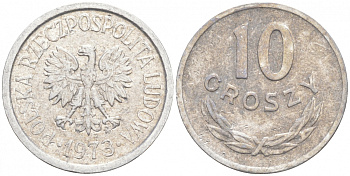 ПОЛЬША 10 ГРОШЕЙ 1973 MW KM АА47 алюминий 99-834