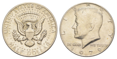 США 1/2 доллара (50 центов) 1979 Джон Кеннеди KM A202b медь плакированная медно-никелем aUNC 4536-1146