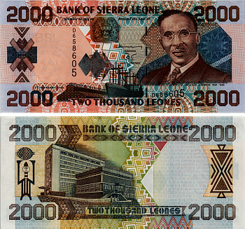 Сьерра-Леоне 2000 леоне 2002 Уооллес-Джонсон Исаак Теофилус Акунна Pick 26 а бумага UNC (пресс) 7457-55-3-1