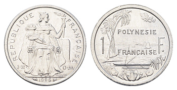 Французская Полинезия 1 франк 1996 KM 11 алюминий UNC 4666-514