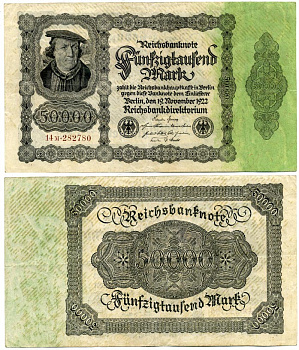 ГЕРМАНИЯ 50000 МАРОК 1922 19 НОЯБРЯ 1922 Pick 79 бумага 7146-44-1-1