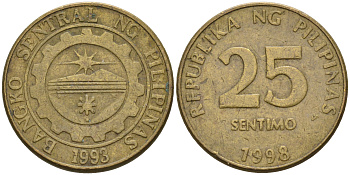 Филиппины 25 сентимо 1998  KM 271 латунь    4115-423