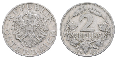 Австрия 2 шиллинга 1946 KM 2872 алюминий 4563-313
