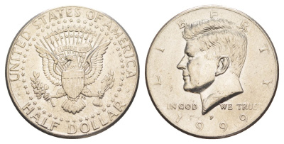 США 1/2 доллара (50 центов) 1999 P, Джон Кеннеди KM A202b медь плакированная медно-никелем aUNC 4517-922