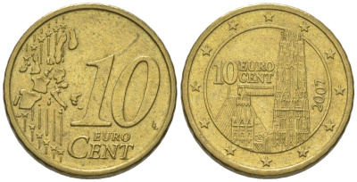 Австрия 10 евроцентов 2007 KM 3085 нордик 4580-431