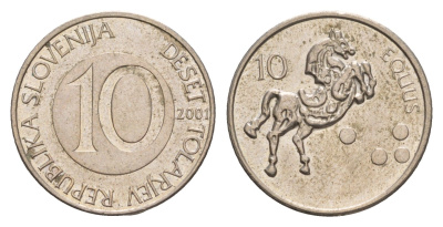 Словения 10 толаров 2001  KM 41 медно-никель  UNC  4660-145