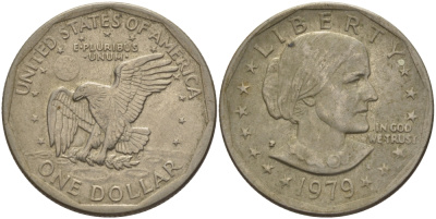США 1 доллар 1979 P, Сьюзен Энтони KM 207 медь плакированная медно-никелем 82-1016