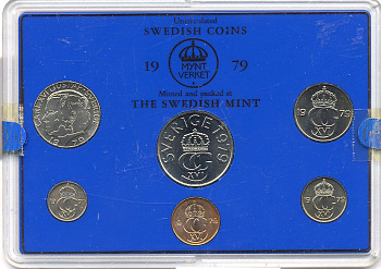 Швеция набор монетного двора из 6 монет 1979 в пластике Карл XVI Густав (1973- ) KM MS11 UNC 4-3-6-104