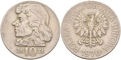 Польша 10 злотых 1970 MW, Тадеуш Костюшко (1746-1817) KM 50а медно-никель 4517-733