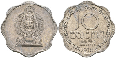 Шри-Ланка 10 центов 1978 KM 140a алюминий 4135-1236