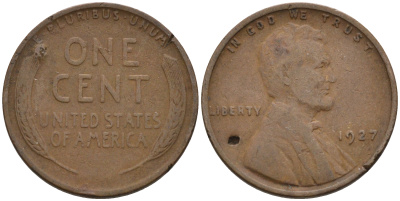 США 1 цент 1927 Линкольн KM 132 бронза 4588-262