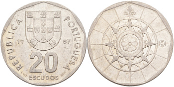 Португалия 20 эскудо 1997 KM 634.1 медно-никель 4448-531