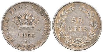 Португалия 50 реалов 1863 Луиш I (1861-1889) KM 506 серебро 272-1545