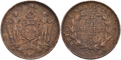 Британское Северное Борнео 1 цент 1887 Британская колония KM 2 бронза 4590-715