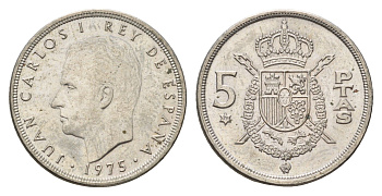 Испания 5 песет 1975 (79) Хуан Карлос I (1975-2014) KM 807 медно-никель 4673-1011