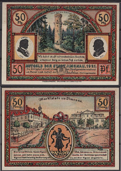 Ильменау 50 пфеннигов 1921 бумага UNC (пресс) 8595-27-3-2