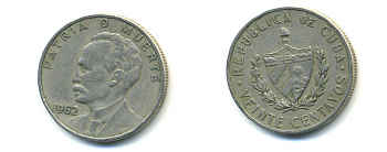 КУБА 20 СЕНТАВО 1962 ХОСЕ МАРТИ KM 31 медно-никель 176-451