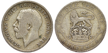 Великобритания 6 пенсов 1921 Георг V (1910-1936) KM 815а.1, Spink 4024 серебро 4178-261