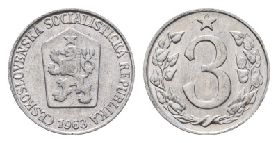 Чехословакия 3 геллера 1963 KM 52 алюминий aUNC 4679-512