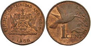 Тринидад и Тобаго 1 цент 1986 колибри KM 29 бронза 4154-1152