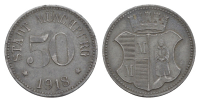 Мюнхберг 50 пфеннигов 1918 Funck 346.4, Men18 21547.4 цинк 4584-343