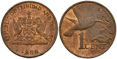 Тринидад и Тобаго 1 цент 1986 колибри KM 29 бронза 4154-1152