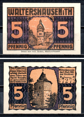 Вальтерсхаузен (Тюрингия) 5 пфеннигов 1921 2193-22-2-1