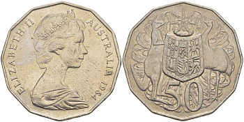 Австралия 50 центов 1984 Елизавета II (1952-2022), герб, кенгуру KM 68 медно-никель 107-124