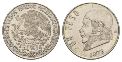 Мексика 1 песо 1978 Mo, Хосе Мария Морелос KM 460 медно-никель UNC 4637-557