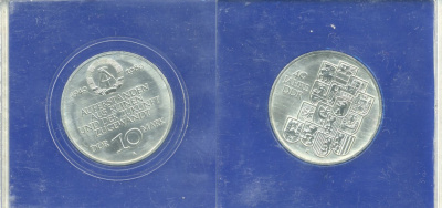 ГДР 10 марок 1989 A, 40 лет ГДР KM 132 медно-никель UNC 1-4-4-23