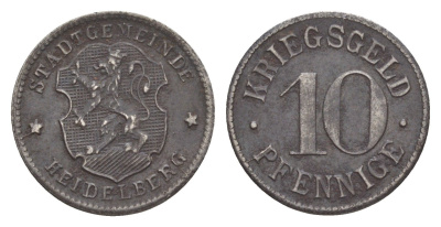 Гейдельберг 10 пфеннигов ND (1919-1920) Funck 203.3, Men05 11175.1, Men18 14006.1 железо 4636-1117
