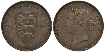 Джерси 1/24 шиллинга 1888 Виктория (1837-1901) KM 7 бронза 650-442
