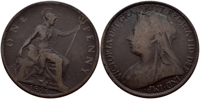 Великобритания 1 пенни 1896 Виктория (1837-1901) KM 790, Spink 3961 бронза 79-236