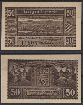 Хойм 50 пфеннигов 1921 бумага UNC (пресс) 8595-43-2-2