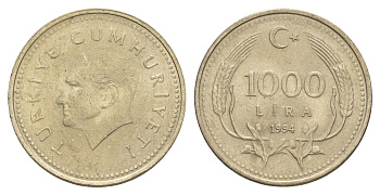Турция 1000 лир 1994 Кемаль Ататюрк KM 997 медь цинк никель 4648-847