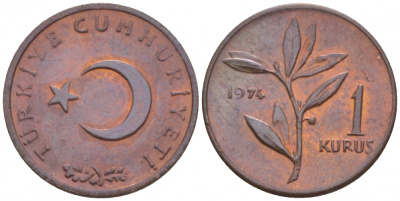 ТУРЦИЯ 1 КУРУШ 1974 KM 895а бронза 4516-1249
