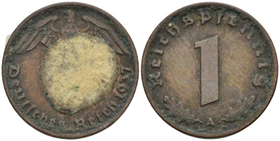 Германия 1 рейхспфенниг 1937 A KM 89, J 361 бронза 4516-1229