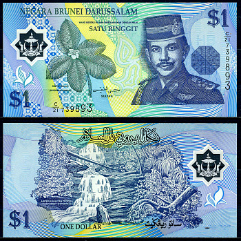 Бруней 1 ринггит 1996 Pick 22a пластик UNC (пресс) 446-1-3