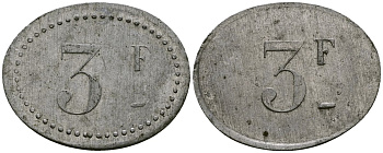 Франция 3 франка ресторанный жетон латунь 4175-933