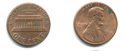 США 1 ЦЕНТ 1984 D, ЛИНКОЛЬН KM 201b цинк плакированный медью 86-144