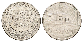 Эстония 2 кроны 1930 Замок Тоомпеа в Таллине KM 20 серебро 111-743