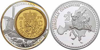 НИДЕРЛАНДЫ МЕДАЛЬ ND МОНЕТА НА МЕДАЛИ, 1 ГУЛЬДЕН , СЕРИЯ ДОЕВРОВЫЕ ДЕНЬГИ ЕВРОПЫ, СЕРЕБРЕНИЕ медно-никель PROOF 01-150-15