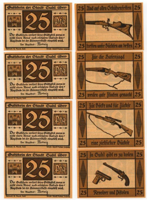 СЮЛЬ 4х25 ПФЕННИГОВ СТРЕЛКОВОЕ ОРУЖИЕ бумага UNC (пресс) 70-2511